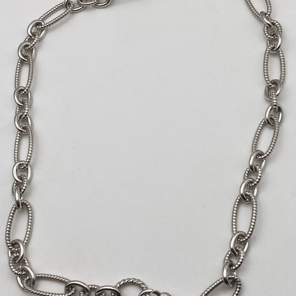 JUDITH RIPKA STERLING SILVER CHAIN HEART LOBSTER CLAW CLASP NECKLACE